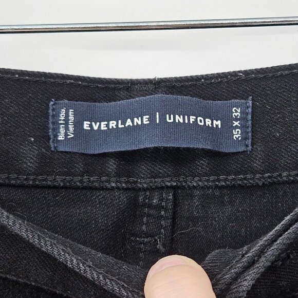 Everlane Uniform The Slim Jeans Black Men's Size 35x32 Straight Leg Minimalist - Picture 3 of 7